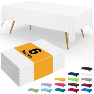 imageSmiry Disposable Table Cloth  6 Pack 54 x 108 Inch Waterproof Rectangle Tablecloths for Parties Decorative Plastic Table Cover Leakproof ampamp Sturdy NavyWhite