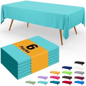 imageSmiry Disposable Table Cloth  6 Pack 54 x 108 Inch Waterproof Rectangle Tablecloths for Parties Decorative Plastic Table Cover Leakproof ampamp Sturdy NavyTeal