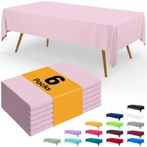 imageSmiry Disposable Table Cloth  6 Pack 54 x 108 Inch Waterproof Rectangle Tablecloths for Parties Decorative Plastic Table Cover Leakproof ampamp Sturdy NavyPink