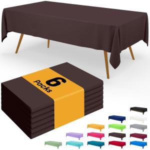 imageSmiry Disposable Table Cloth  6 Pack 54 x 108 Inch Waterproof Rectangle Tablecloths for Parties Decorative Plastic Table Cover Leakproof ampamp Sturdy NavyCoffee