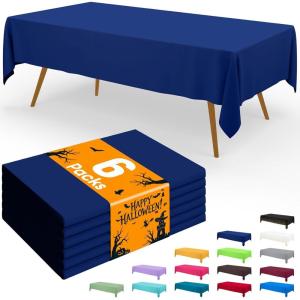 imageSmiry Disposable Table Cloth  6 Pack 54 x 108 Inch Waterproof Rectangle Tablecloths for Parties Decorative Plastic Table Cover Leakproof ampamp Sturdy NavyNavy
