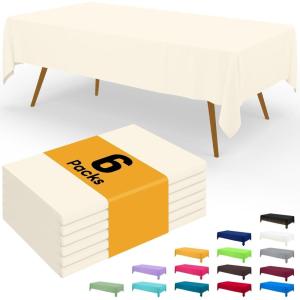 imageSmiry Disposable Table Cloth  6 Pack 54 x 108 Inch Waterproof Rectangle Tablecloths for Parties Decorative Plastic Table Cover Leakproof ampamp Sturdy NavyBeige