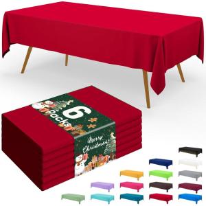 imageSmiry Disposable Table Cloth  6 Pack 54 x 108 Inch Waterproof Rectangle Tablecloths for Parties Decorative Plastic Table Cover Leakproof ampamp Sturdy NavyRed