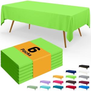 imageSmiry Disposable Table Cloth  6 Pack 54 x 108 Inch Waterproof Rectangle Tablecloths for Parties Decorative Plastic Table Cover Leakproof ampamp Sturdy NavyLime Green