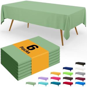 imageSmiry Disposable Table Cloth  6 Pack 54 x 108 Inch Waterproof Rectangle Tablecloths for Parties Decorative Plastic Table Cover Leakproof ampamp Sturdy NavySage Green