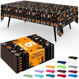 imageSmiry Disposable Table Cloth  6 Pack 54 x 108 Inch Waterproof Rectangle Tablecloths for Parties Decorative Plastic Table Cover Leakproof ampamp Sturdy NavyBlack  Silver