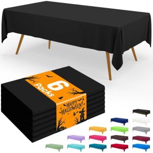 imageSmiry Disposable Table Cloth  6 Pack 54 x 108 Inch Waterproof Rectangle Tablecloths for Parties Decorative Plastic Table Cover Leakproof ampamp Sturdy NavyBlack