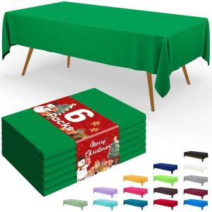 imageSmiry Disposable Table Cloth  6 Pack 54 x 108 Inch Waterproof Rectangle Tablecloths for Parties Decorative Plastic Table Cover Leakproof ampamp Sturdy NavyGreen