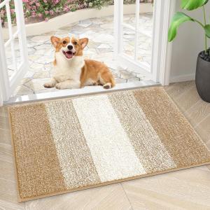 imageSmiry Dog Door Mat for Muddy Paws Absorbs Moisture and Dirt LowProfile Entryway Mat with NonSlip Backing Entry Indoor Outdoor Doormat for Inside Floor 30x20 Inches GreyBeige