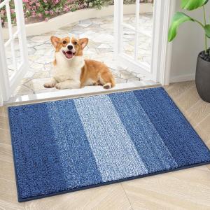 imageSmiry Dog Door Mat for Muddy Paws Absorbs Moisture and Dirt LowProfile Entryway Mat with NonSlip Backing Entry Indoor Outdoor Doormat for Inside Floor 30x20 Inches GreyNavy Blue