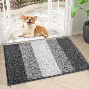 imageSmiry Dog Door Mat for Muddy Paws Absorbs Moisture and Dirt LowProfile Entryway Mat with NonSlip Backing Entry Indoor Outdoor Doormat for Inside Floor 30x20 Inches GreyGrey