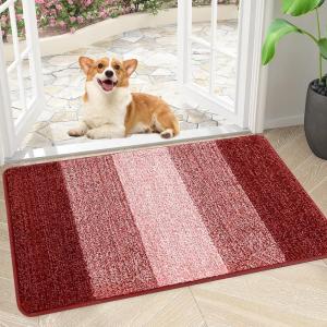 imageSmiry Dog Door Mat for Muddy Paws Absorbs Moisture and Dirt LowProfile Entryway Mat with NonSlip Backing Entry Indoor Outdoor Doormat for Inside Floor 30x20 Inches GreyBurgundy