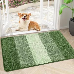 imageSmiry Dog Door Mat for Muddy Paws Absorbs Moisture and Dirt LowProfile Entryway Mat with NonSlip Backing Entry Indoor Outdoor Doormat for Inside Floor 30x20 Inches GreyGreen