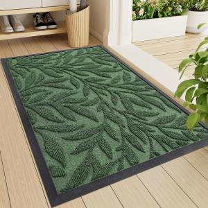 imageSmiry Front Door Mat Indoor Outdoor Entrance Heavy Duty Natural Rubber Trap Dirt and Moisture NonSlip Doormats Low Profile Easy Clean Patio Porch Entryway Mat 295x17 NavyGreen