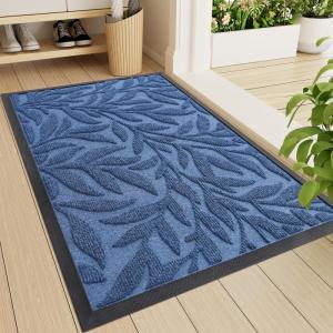 imageSmiry Front Door Mat Indoor Outdoor Entrance Heavy Duty Natural Rubber Trap Dirt and Moisture NonSlip Doormats Low Profile Easy Clean Patio Porch Entryway Mat 295x17 NavyBlue