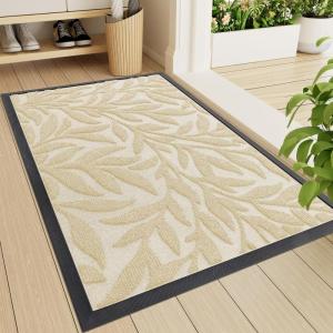 imageSmiry Front Door Mat Indoor Outdoor Entrance Heavy Duty Natural Rubber Trap Dirt and Moisture NonSlip Doormats Low Profile Easy Clean Patio Porch Entryway Mat 295x17 NavyBeige