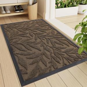 imageSmiry Front Door Mat Indoor Outdoor Entrance Heavy Duty Natural Rubber Trap Dirt and Moisture NonSlip Doormats Low Profile Easy Clean Patio Porch Entryway Mat 295x17 NavyMix Brown