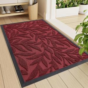 imageSmiry Front Door Mat Indoor Outdoor Entrance Heavy Duty Natural Rubber Trap Dirt and Moisture NonSlip Doormats Low Profile Easy Clean Patio Porch Entryway Mat 295x17 NavyWine Red