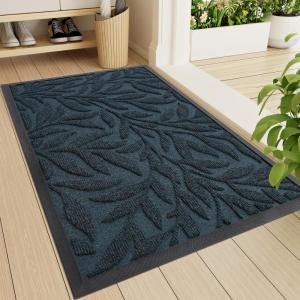 imageSmiry Front Door Mat Indoor Outdoor Entrance Heavy Duty Natural Rubber Trap Dirt and Moisture NonSlip Doormats Low Profile Easy Clean Patio Porch Entryway Mat 295x17 NavyLake Blue