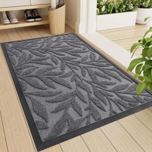 imageSmiry Front Door Mat Indoor Outdoor Entrance Heavy Duty Natural Rubber Trap Dirt and Moisture NonSlip Doormats Low Profile Easy Clean Patio Porch Entryway Mat 295x17 NavySilver Grey