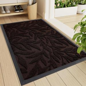 imageSmiry Front Door Mat Indoor Outdoor Entrance Heavy Duty Natural Rubber Trap Dirt and Moisture NonSlip Doormats Low Profile Easy Clean Patio Porch Entryway Mat 295x17 NavyDark Brown