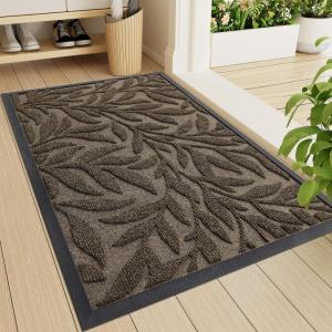 imageSmiry Front Door Mat Indoor Outdoor Entrance Heavy Duty Natural Rubber Trap Dirt and Moisture NonSlip Doormats Low Profile Easy Clean Patio Porch Entryway Mat 295x17 NavyBrown