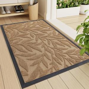 imageSmiry Front Door Mat Indoor Outdoor Entrance Heavy Duty Natural Rubber Trap Dirt and Moisture NonSlip Doormats Low Profile Easy Clean Patio Porch Entryway Mat 295x17 NavyCoffee