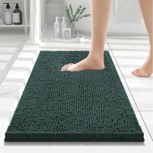 imageSmiry Luxury Chenille Bathroom Rugs 24x16 Extra Soft and Absorbent Shaggy Bath Mat Machine Washable NonSlip Plush Carpet Runner for Tub Shower and Floor Home Decor Accessories Green
