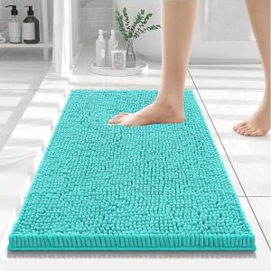 imageSmiry Luxury Chenille Bathroom Rugs 24x16 Extra Soft and Absorbent Shaggy Bath Mat Machine Washable NonSlip Plush Carpet Runner for Tub Shower and Floor Home Decor Accessories Turquoise