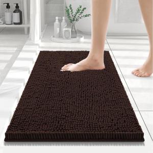 imageSmiry Luxury Chenille Bathroom Rugs 24x16 Extra Soft and Absorbent Shaggy Bath Mat Machine Washable NonSlip Plush Carpet Runner for Tub Shower and Floor Home Decor Accessories Brown