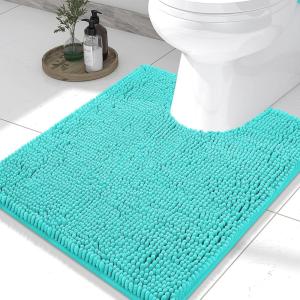 imageSmiry Luxury Chenille Toilet Rugs UShaped 24x20 Soft Absorbent NonSlip Contour Bathroom Rugs for Toilet Machine Washable Contoured Bath Mats Turquoise