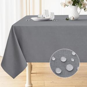 imageSmiry Rectangle Table Cloth Linen Textured Waterproof Spillproof AntiWrinkle Burlap Tablecloth Washable Decorative Fabric Table Cover for Dining Party Banquet 52 x 70 Inch BeigeGrey