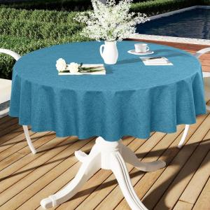 imageSmiry Rectangle Table Cloth Linen Textured Waterproof Spillproof AntiWrinkle Burlap Tablecloth Washable Decorative Fabric Table Cover for Dining Party Banquet 52 x 70 Inch BeigeTeal