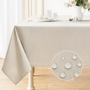 imageSmiry Rectangle Table Cloth Linen Textured Waterproof Spillproof AntiWrinkle Burlap Tablecloth Washable Decorative Fabric Table Cover for Dining Party Banquet 52 x 70 Inch BeigeBeige