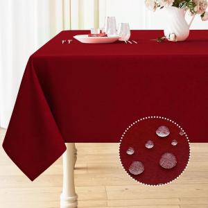 imageSmiry Rectangle Table Cloth Linen Textured Waterproof Spillproof AntiWrinkle Burlap Tablecloth Washable Decorative Fabric Table Cover for Dining Party Banquet 52 x 70 Inch BeigeRed