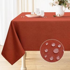 imageSmiry Rectangle Table Cloth Linen Textured Waterproof Spillproof AntiWrinkle Burlap Tablecloth Washable Decorative Fabric Table Cover for Dining Party Banquet 52 x 70 Inch BeigeRust