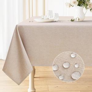 imageSmiry Rectangle Table Cloth Linen Textured Waterproof Spillproof AntiWrinkle Burlap Tablecloth Washable Decorative Fabric Table Cover for Dining Party Banquet 52 x 70 Inch BeigeLinen