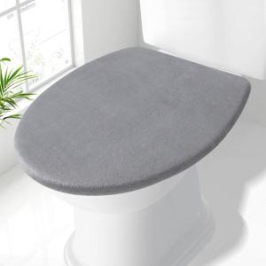 imageSmiry Soft Chenille Bathroom Toilet Lid Cover Machine Washable Covers 175x15 Fits Most Round Elongated and Oblong Lids Accessories Decor WhiteGrey