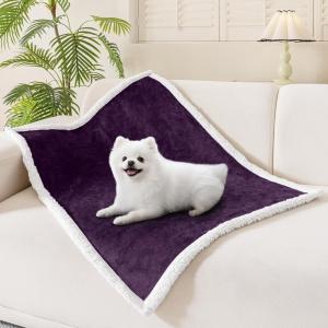 imageSmiry Waterproof Blanket Throw for Large Dogs Soft Reversible Dog Blanket for Sofa Couch Bed Washable Leakproof Sherpa Fleece Furniture Couch Cover Protector50quotx60quot GreyWhiteDark PurpleWhite