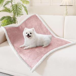 imageSmiry Waterproof Blanket Throw for Large Dogs Soft Reversible Dog Blanket for Sofa Couch Bed Washable Leakproof Sherpa Fleece Furniture Couch Cover Protector50quotx60quot GreyWhitePinkWhite