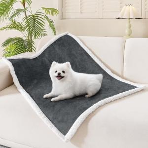 imageSmiry Waterproof Blanket Throw for Large Dogs Soft Reversible Dog Blanket for Sofa Couch Bed Washable Leakproof Sherpa Fleece Furniture Couch Cover Protector50quotx60quot GreyWhiteDark GreyWhite