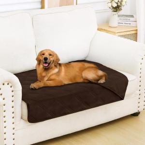 imageSmiry Waterproof Dog Bed Cover Blanket 30x70 Soft Reversible Pet Blanket Washable Leakproof Cats Dogs Couch Cover for Sofa Couch Furniture CamelBeigeChocolateChocolate