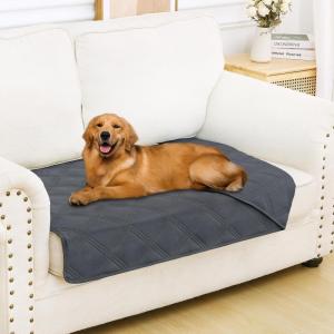 imageSmiry Waterproof Dog Bed Cover Blanket 30x70 Soft Reversible Pet Blanket Washable Leakproof Cats Dogs Couch Cover for Sofa Couch Furniture CamelBeigeDark GreyDark Grey