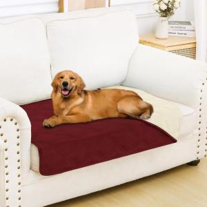 imageSmiry Waterproof Dog Bed Cover Blanket 30x70 Soft Reversible Pet Blanket Washable Leakproof Cats Dogs Couch Cover for Sofa Couch Furniture CamelBeigeWine RedBeige