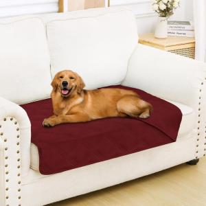imageSmiry Waterproof Dog Bed Cover Blanket 30x70 Soft Reversible Pet Blanket Washable Leakproof Cats Dogs Couch Cover for Sofa Couch Furniture CamelBeigeWine RedWine Red