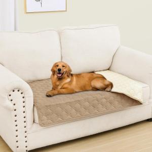 imageSmiry Waterproof Dog Bed Cover Blanket Soft Reversible Pet Blanket Washable Leakproof Cats Dogs Couch Cover for Sofa Couch Furniture 40x50 Inch GreenNavyCamelBeige