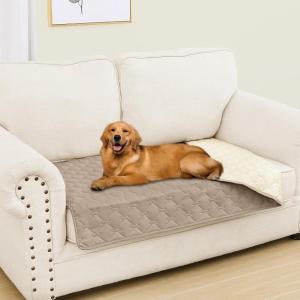 imageSmiry Waterproof Dog Bed Cover Blanket Soft Reversible Pet Blanket Washable Leakproof Cats Dogs Couch Cover for Sofa Couch Furniture 40x50 Inch GreenNavyTaupeBeige