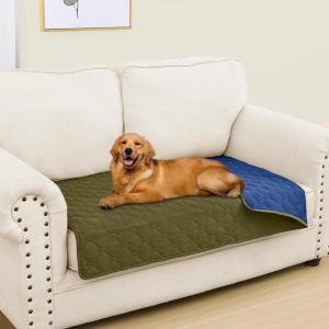 imageSmiry Waterproof Dog Bed Cover Blanket Soft Reversible Pet Blanket Washable Leakproof Cats Dogs Couch Cover for Sofa Couch Furniture 40x50 Inch GreenNavyGreenNavy
