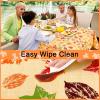imageSmiry Fall Rectangle Table Cloth Waterproof Vinyl Tablecloth with Flannel Backing Wipeable Autumn Leaves Plastic Tablecloths for Harvest and Thanksgiving Parties 60quotx84quot Rust ampamp Yellow