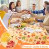 imageSmiry Fall Rectangle Table Cloth Waterproof Vinyl Tablecloth with Flannel Backing Wipeable Autumn Leaves Plastic Tablecloths for Harvest and Thanksgiving Parties 60quotx84quot Rust ampamp Yellow